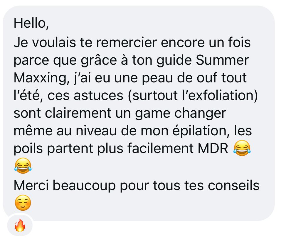 Retour d'une lectrice sur le guide body Summer Maxxing
